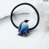 コウテイペンギン 雪の結晶柄 ブルー ヘアゴム